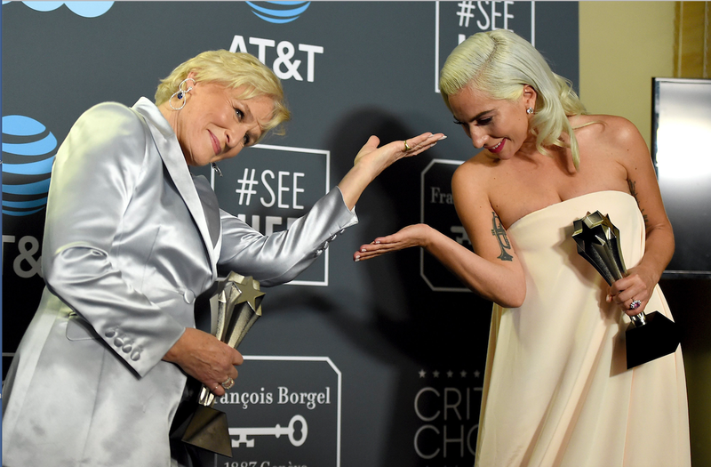 Fit to be tied: Glenn Close, left, and Lady Gaga both won Best Actress at the Critics’ Choice Awards.
