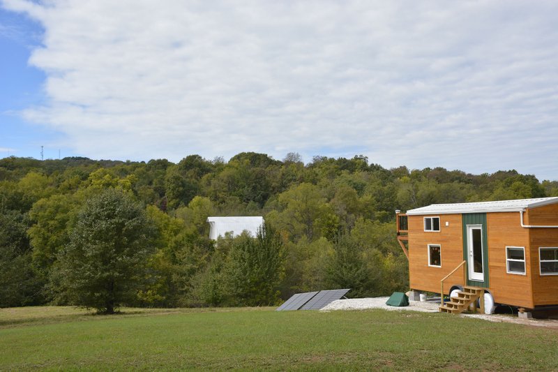 Photo courtesy Amanda Bancroft Bancroft's tiny house even has a balcony overlooking Kessler Mountain.