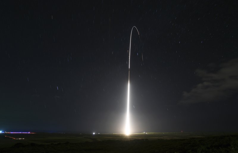 This Dec. 10, 2018, file photo, provided by the U.S. Missile Defense Agency (MDA),shows the launch of the U.S. military's land-based Aegis missile defense testing system, that later intercepted an intermediate range ballistic missile, from the Pacific Missile Range Facility on the island of Kauai in Hawaii. (Mark Wright/Missile Defense Agency via AP)