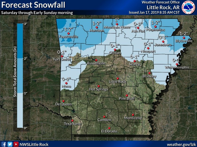 This map from the National Weather Service details possible snow accumulations this weekend.