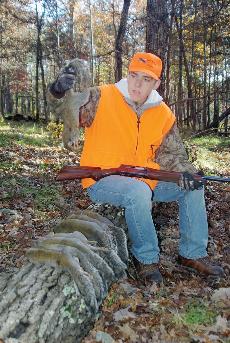 Playing the “sit and wait” game is one effective tactic for killing a limit of good-eating squirrels, as Zach Sutton of Alexander knows.