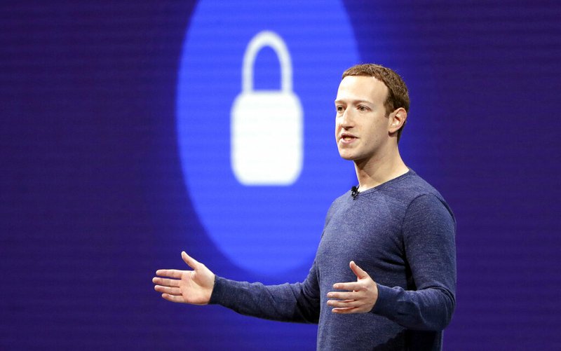 In this May 1, 2018, file photo, Facebook CEO Mark Zuckerberg delivers the keynote speech at F8, Facebook's developer conference, in San Jose, Calif. Facebook may be facing the biggest fine ever imposed by the U.S. Federal Trade Commission for privacy violations that breached a commitment to protect the personal information of its social network's 2.2 billion users. The Washington Post reported, Friday, Jan. 18, 2019, that the FTC is considering hitting Facebook with a penalty that would top its previous record fine of $22.5 million dealt to Google in 2012. (AP Photo/Marcio Jose Sanchez, File)