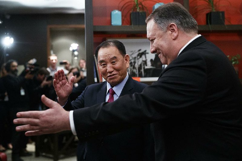 Secretary of State Mike Pompeo and North Korean envoy Kim Yong Chol meet Friday at the Dupont Circle Hotel in Washington before visiting with President Donald Trump at the White House. 