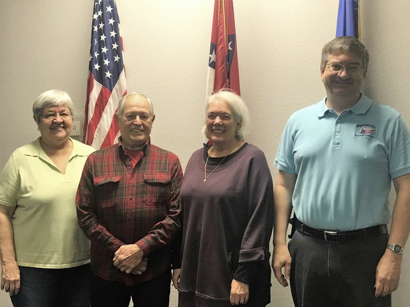 Courtesy photo Regional National Cemetery Improvement Corporation installed newly elected officers during the annual meeting Jan. 12. The officers are Lorna Sterrett (from left), secretary; Merle Williams, vice president; Peggy Mcclain, treasurer; and Wes Stitles, president. RNCIC meets at 10 a.m. the second Saturday of every month at the American Legion Hut in Fayetteville. Information: RNCIC.com.