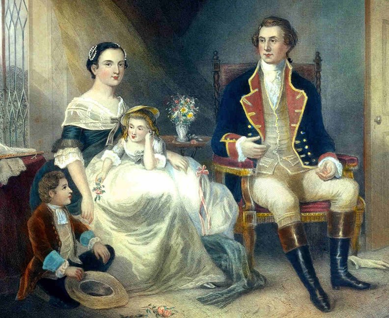 Submitted photo WASHINGTON BIRTHDAY: Professor Angela Boswell will give a presentation on "Martha and George Washington Form a New Nation," who are depicted in this painting with her two children.