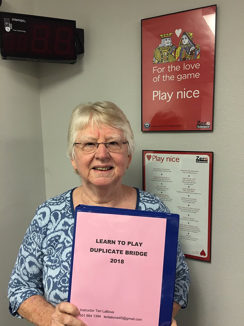 Submitted photo BRIDGE CLASS: Instructor Teri LaBove will teach a 10-week beginner duplicate bridge class beginning Monday, Feb. 4.