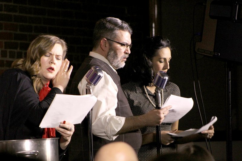 Cheryl Goodman/Special to the Herald-Leader Alaina Stroud, Jeremy Kelly and Laura Klenda performed in the, "It's a Wonderful Life; A Live Radio Play," dinner theater at 28 Springs in December. The sold-out theater production served as the inaugural event and fundraiser for the Siloam Springs Center for the Arts. The SSCA, founded in August, has set the goal of becoming a self-sufficient entity that utilizes the arts to encourage cultural awareness that inspires the community, according to the organization's website, www.ssartcenter.org.