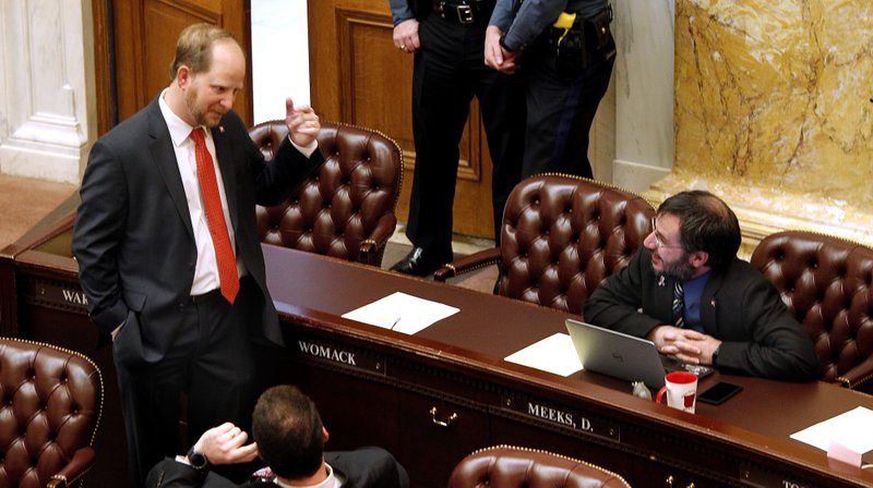 Rep. Andy Davis (top left), R-Little Rock, is shown in this Thursday, March 8, 2018, file photo at the State Capitol in Little Rock.