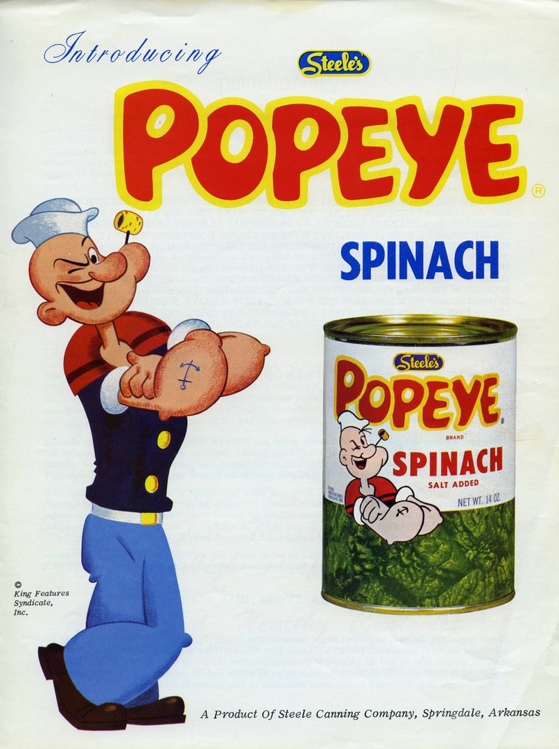 Courtesy of Shiloh Museum / Phillip Steele Estate Collection The Steele Canning Company struck a deal for Popeye Spinach in 1965, and in the decades since, the cartoon sailor has had a shared history with Arkansas.