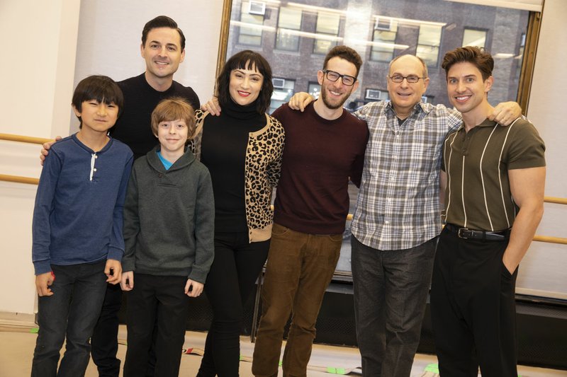 Photo courtesy: Joan Marcus The cast of The Lincoln Center's revival of "Falsettos" gather on the first day of rehearsal in early January with writer and director James Lapine.