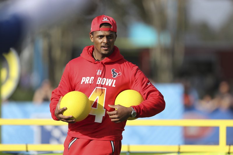 AFC quarterback Deshaun Watson #4 competes in the Epic Pro Dodgeball event at the Pro Bowl Skills Challenge, Wednesday, January 23, 2019, in Kissimmee, FL. 