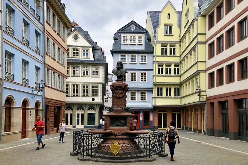 Frankfurt’s “new” Old Town, called the DomRomer Quarter, is a reconstruction of the half-timbered historic district destroyed during World War II.