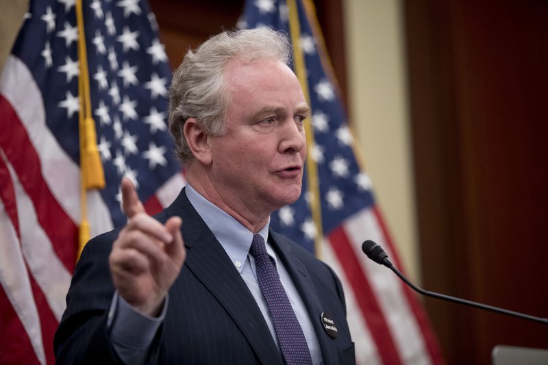 Sen. Chris Van Hollen, D-Md., speaks at an event marking 100 days since the death of Jamal Khashoggi on Capitol Hill in Washington, Thursday, Jan. 10, 2019. 