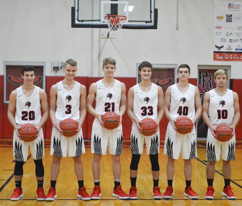 TIMES photograph by Annette Beard Seniors on the Blackhawk boys varsity team are No. 20 Landon Allison; No. 3 Trey Anderson; No. 21 Nick Coble; No. 33 Alex Wilkerson; No. 40 Will Feemster; and No. 10 Carson Rhine.