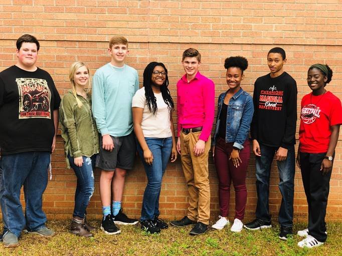 Pictured left to right: Eli Wootton, Annabelle Babbitt, Bailey McCook, LaZanee Miller, Chandler Owen, Ashanti Snider, Dorian Pressley & Alexis Martin.