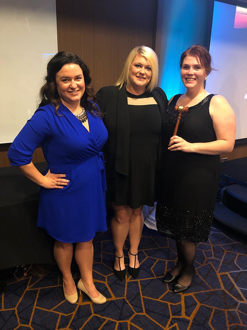 Submitted photo NEW OFFICERS: New officers for the Greater Hot Springs Area Chapter of the Arkansas Hospitality Association are, from left, Brittany Tucker, Oaklawn Racing &amp; Gaming, secretary/treasurer; Ashley Albright, Home2Suites, vice president; and Amy Burnett, Oaklawn, president.