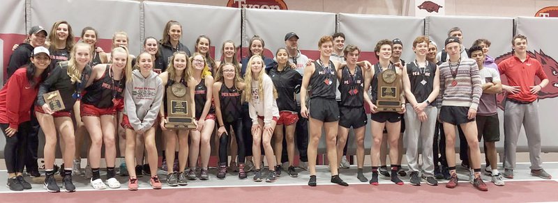 Photograph submitted Blackhawk track teams performed well at the 4A State Indoor Track and Field Championships at the University of Arkansas last week with the girls winning the championship and the boys winning second place.