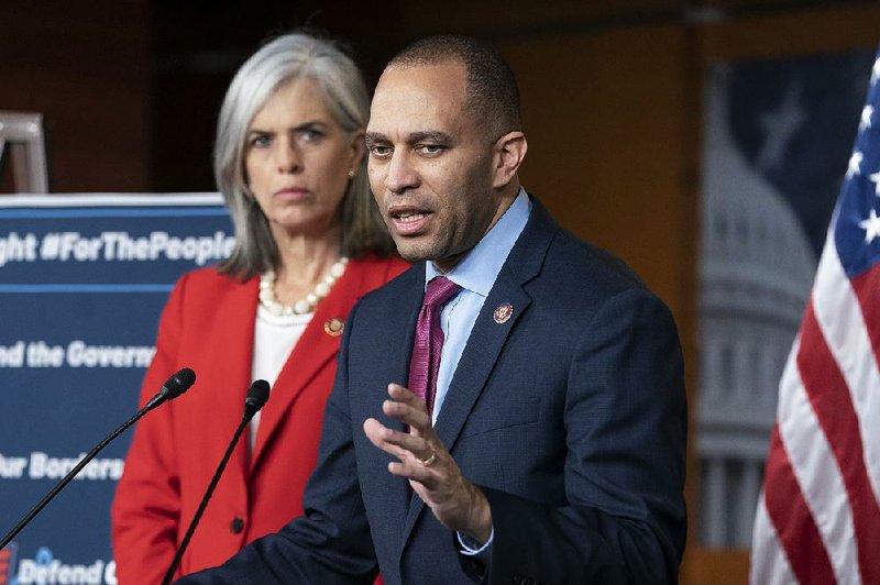 Democratic Caucus Chairman Rep. Hakeem Jeffries of New York, with Vice Chairman Rep. Katherine Clark of Massachusetts, said Wednesday that most House Democrats would back the border-security compromise. 