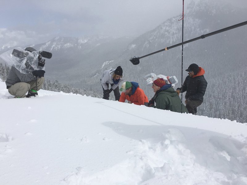 National Geographic/TNS/ALESSANDRA BELLIZIA
A National Geograhic Explorer crew films as John Stimberis explains snow packs to correspondent Francesca Fiorentini. The job of a nature photographer can present enormous physical challenges in the quest to tell a story through the lens.