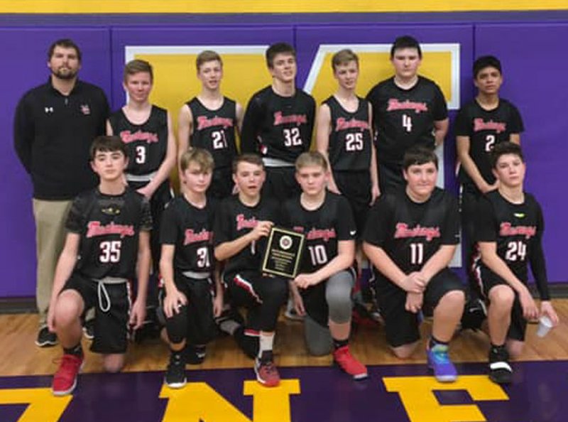 Courtesy Photo The McDonald County seventh-grade boys' basketball team settled for second place in the Big 8 West tournament after dropping a 37-31 decision to Seneca in overtime on Feb. 5 in Mount Vernon.