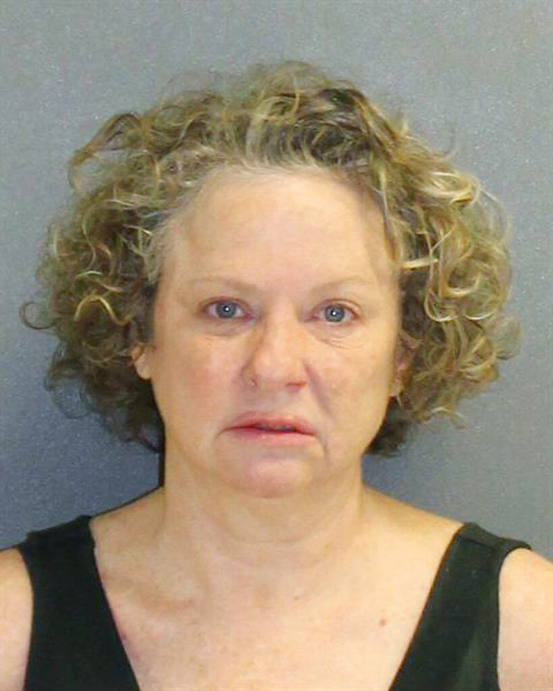 This Friday Feb. 8, 2019, booking photo made available by the Volusia County, Fla., Sheriff's Office, shows Julie Andrews, who was stopped by a deputy on suspicion of drunk driving. The deputy who is black said Andrews would have the Ku Klux Klan burn crosses on his property. The arrest report says Edwards smelled of alcohol, had slurred speech and was unsteady on her feet. (Volusia County Sheriff's Office via AP)