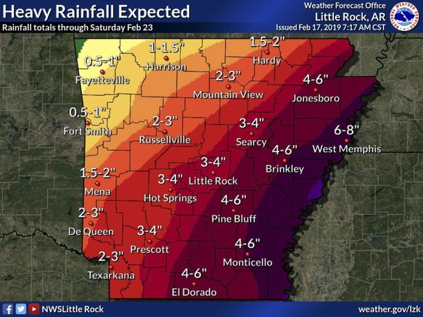 Heavy rainfall possible again across Arkansas, bringing risk of flash ...