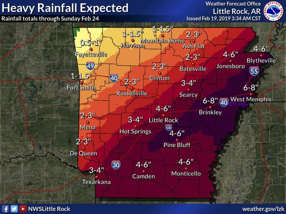 Arkansas forecast Ice storm warning issued for 3 counties, heavy rains