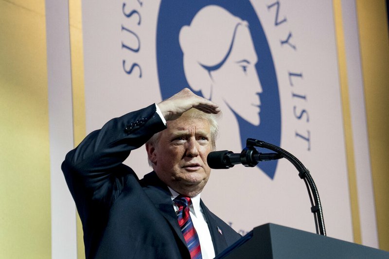 In this May 22, 2018 file photo, President Donald Trump looks out at the audience during a speech at the Susan B. Anthony List 11th Annual Campaign for Life Gala at the National Building Museum in Washington. The Trump administration said Friday that it would bar taxpayer-funded family planning clinics from referring women for abortions, a move certain to be challenged in court by abortion rights supporters. (AP Photo/Andrew Harnik)