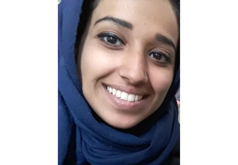 This undated image provided by attorney Hassan Shibly shows Hoda Muthana, an Alabama woman who left home to join the Islamic State after becoming radicalized online. Muthana realized she was wrong and now wants to return to the United States, Shibly, a lawyer for her family said Tuesday, Feb. 19, 2019. (Hoda Muthana/Attorney Hassan Shibly via AP)

