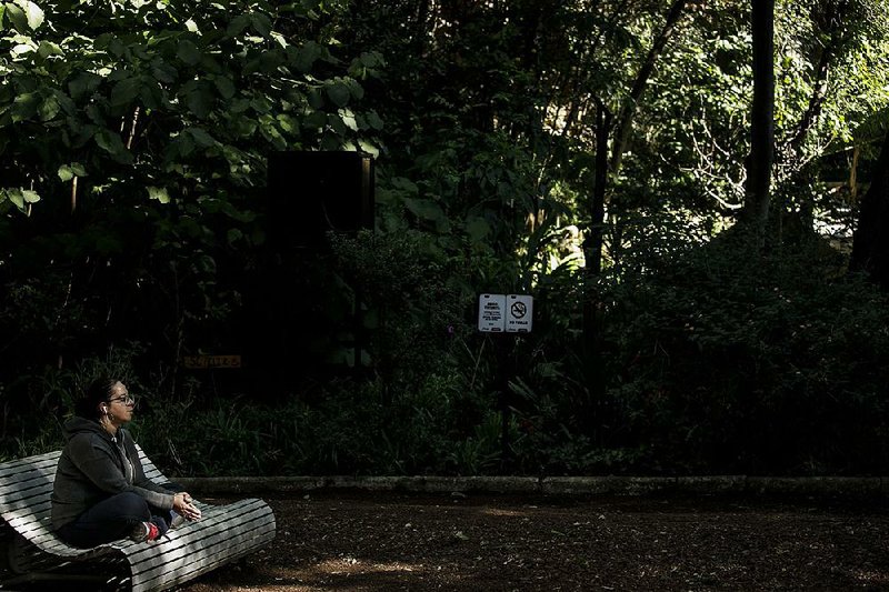 Geraldina Rome meditates in the secluded Audiorama inside Mexico City’s Chapultepec park. 