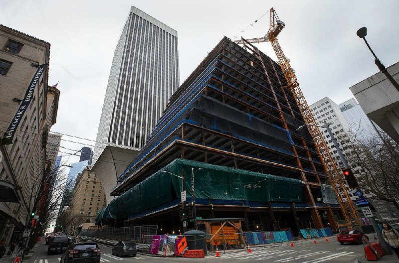 Amazon’s new building in Rainier Square is at Fifth Avenue and Union Street in Seattle. It appears that Amazon will put its share of the building up for sublease. 