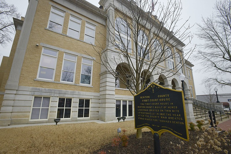NWA Democrat-Gazette/CHARLIE KAIJO Benton County's special election to vote on building a new court facility begins March 12. If the proposed tax increase passes, the county would spend another $5 million to update the downtown Bentonville courthouse, including the courtroom on the third floor.