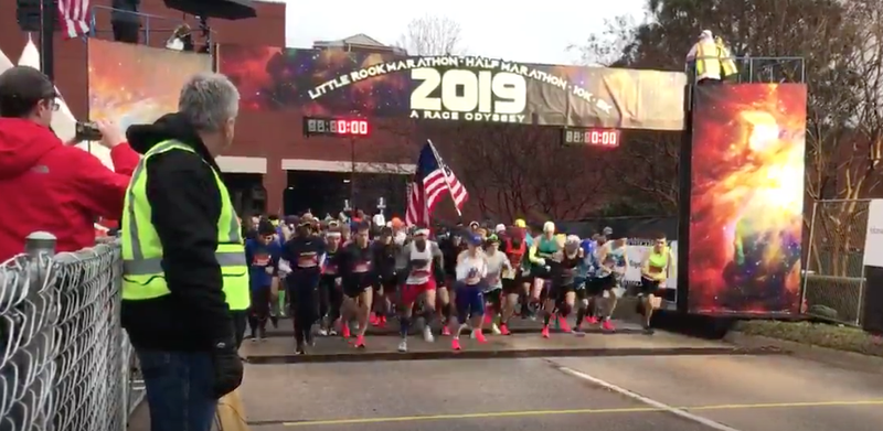 In this file photo runners take off as the 2019 Little Rock Marathon gets underway.