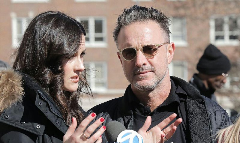 Christina and David Arquette talk about the National Day of Empathy, which was observed Tuesday in a rally on the steps of the state Capitol in Little Rock. The observance sought to raise awareness for Americans affected by the criminal justice system. More photos online at arkansasonline.com/307criminaljusticerally/