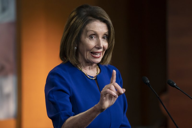 Speaker of the House Nancy Pelosi, D-Calif., meets with reporters during her weekly news conference, at the Capitol in Washington, Thursday, March 7, 2019. (AP Photo/J. Scott Applewhite)