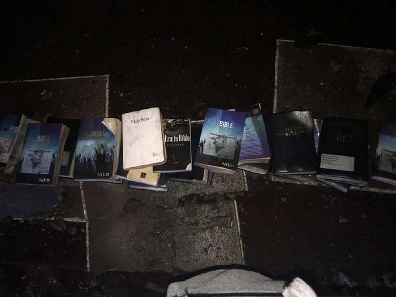 About 20 Bibles survived a fire at Freedom Ministries Church in Daniels, W.Va., on Sunday. 