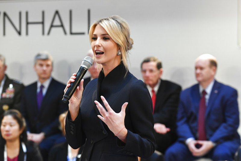 In this Feb. 16, 2019, file photo, Ivanka Trump daughter of the US President, addresses at a meeting during the Munich Security Conference in Munich, Germany. President Donald Trump's 2020 budget proposal will include $100 million for a global women's fund spearheaded by his daughter Ivanka Trump. (AP Photo/Kerstin Joensson, File)