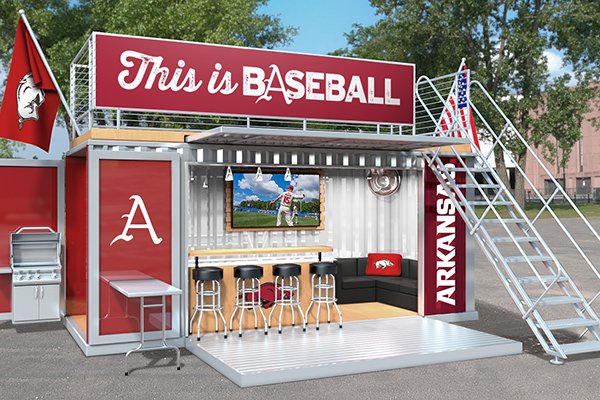 An illustration shows a box seating concept that will be available at Baum-Walker Stadium beginning with the March 15-17 series against Missouri. 