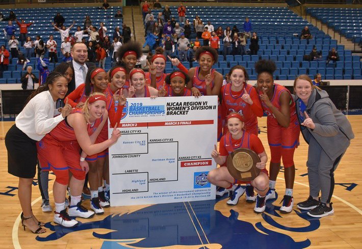 Former Magnolia Lady Panthers Lillie Moore (fourth from right), Kisi Young (second from right) and the top-seed Kansas City Kansas Community College Blue Devils will be in Harrison next week for NJCAA Division II Natioal Tournament March 19-23.