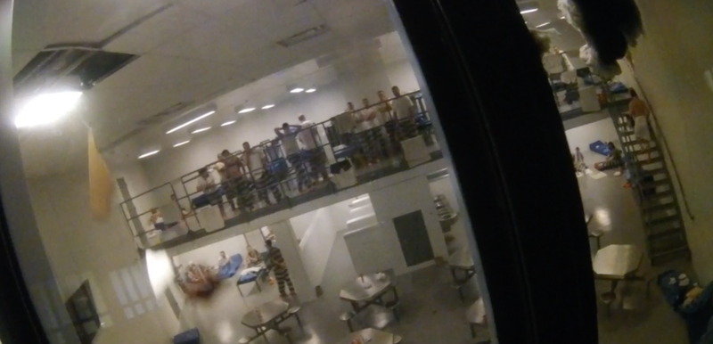 A screenshot of a Crawford County deputy's body camera shows dozens of inmates riot at the facility on March 8, 2019. Video courtesy of the Crawford County sheriff's office.