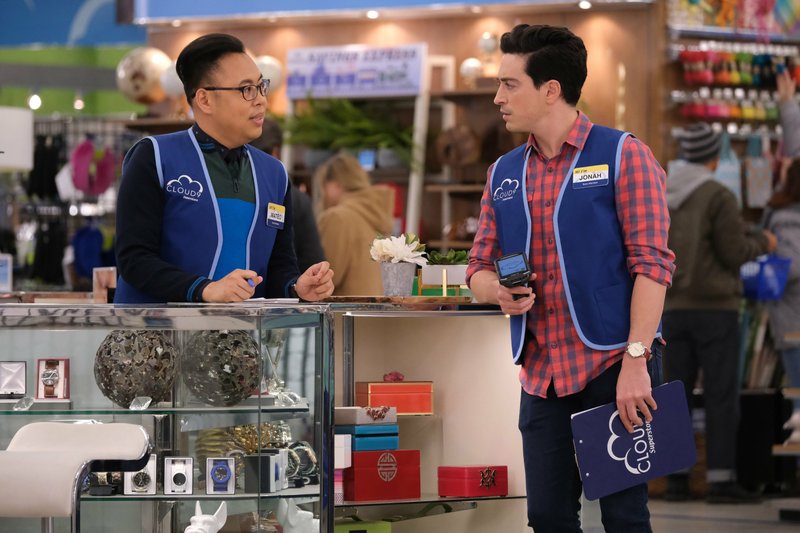 Nico Santos (left) plays Mateo and Ben Feldman is Jonah on the NBC sitcom Superstore. The series is about an eclectic group of workers at a fictitious big box chain store called Cloud 9. (NBC/TYLER GOLDEN)