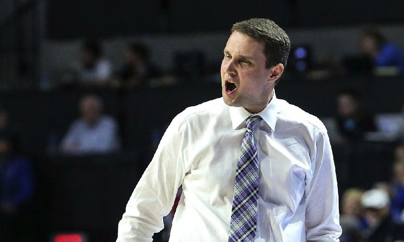 LSU  coach Will Wade shouts during the first half of the team's NCAA college basketball game against Florida in Gainesville, Fla., Wednesday, March 6, 2019.