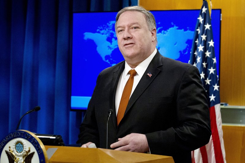 In this March 13, 2019, file photo, U.S. Secretary of State Mike Pompeo speaks during the release of the 2018 Country Reports on Human Rights Practices at the Department of State in Washington. 
