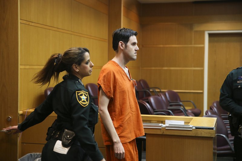 John Jonchuck appears in court for a pretrial motions hearing at the Pinellas County Justice Center in Clearwater, Fla., Thursday, March 14, 2019. Jonchuck is accused of dropping his 5-year-old daughter off a Tampa Bay bridge. (Dirk Shadd/Tampa Bay Times via AP)