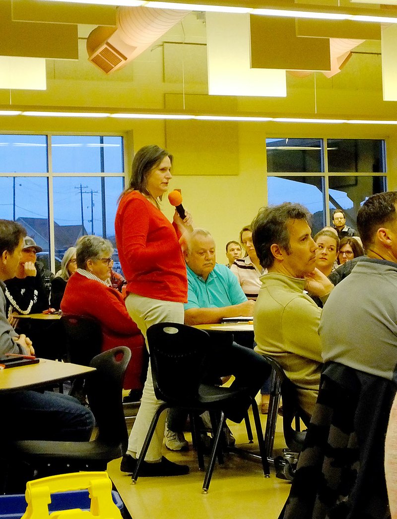 Lynn Atkins/The Weekly Vista Joy Sawyer, a frequent speaker at POA Board meetings, summed up the opinions expressed at her table during the community input session dedicated to a proposed connector trail from Metfield Park to Blowing Springs Park. She believes the community should vote on future trails.