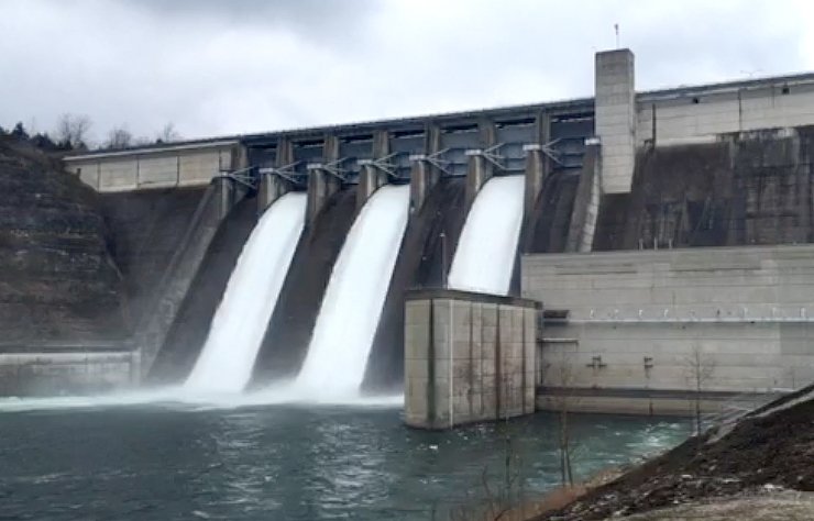 Three flood gates are open Wednesday, March 20, 2019 on the Beaver Dam. 