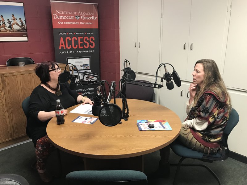 Becca Martin-Brown (left) features editor for the Northwest Arkansas Democrat-Gazette, with Missy Gipson, founder and artistic director of Pilot Arts. 
