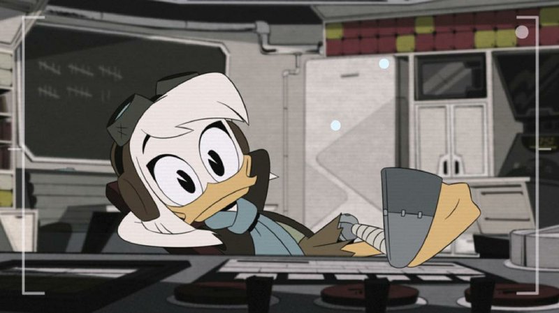 This photo shows a scene from the “What Ever Happened to Della Duck?!” episode of the animated series DuckTales on the Disney Channel. The character, who is Donald’s twin sister and mother to Huey, Dewey and Louie, is among few on a children’s series that has a disability.