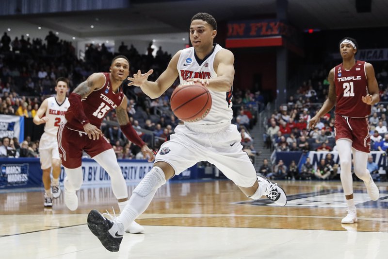 Belmont's Kevin McClain drives to the net during the first half of a First Four game of the NCAA college basketball tournament against Temple, Tuesday, March 19, 2019, in Dayton, Ohio. (AP Photo/John Minchillo)