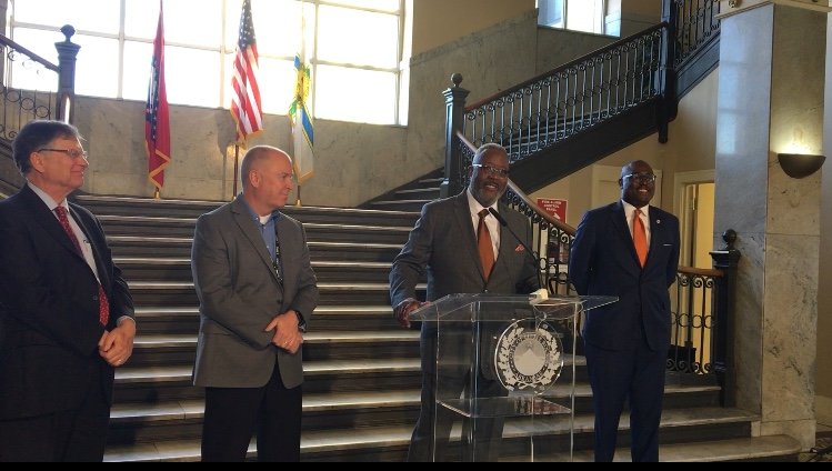 Keith Humphrey (center) was chosen as Little Rock's next police chief. 